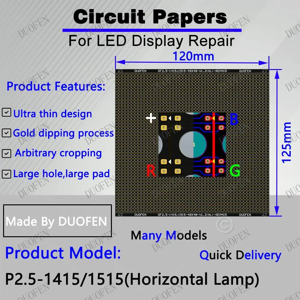 

P2.5-1415-1515(horizontal light) Circuit Paper,Horizontal lamp which is rare，120X125mm ,Used for repairing damaged PCB pads