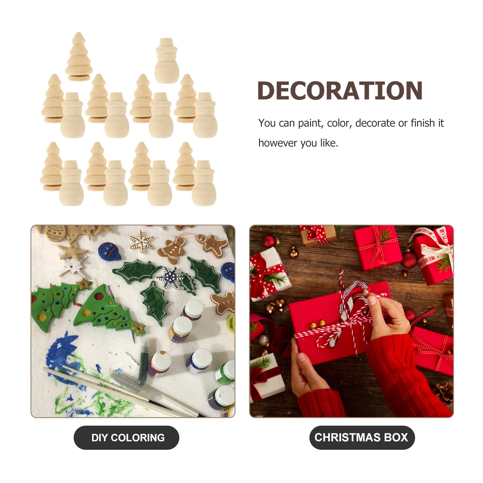 

20Pcs Wooden Christmas Snowman Ornaments DIY Blank Unfinished Wood Xmas Decor Holiday Craft Christmas Ornaments
