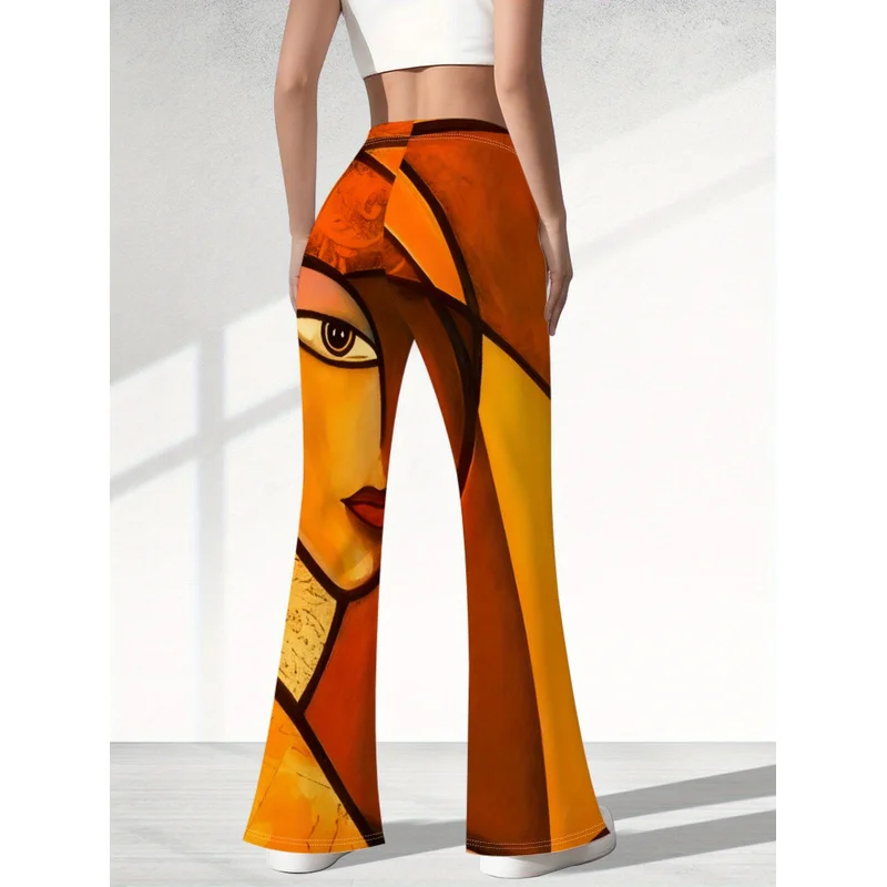 Bohemian-style printed flared pants, suitable for daily casual wear of teenagers aged 7 to 16.
