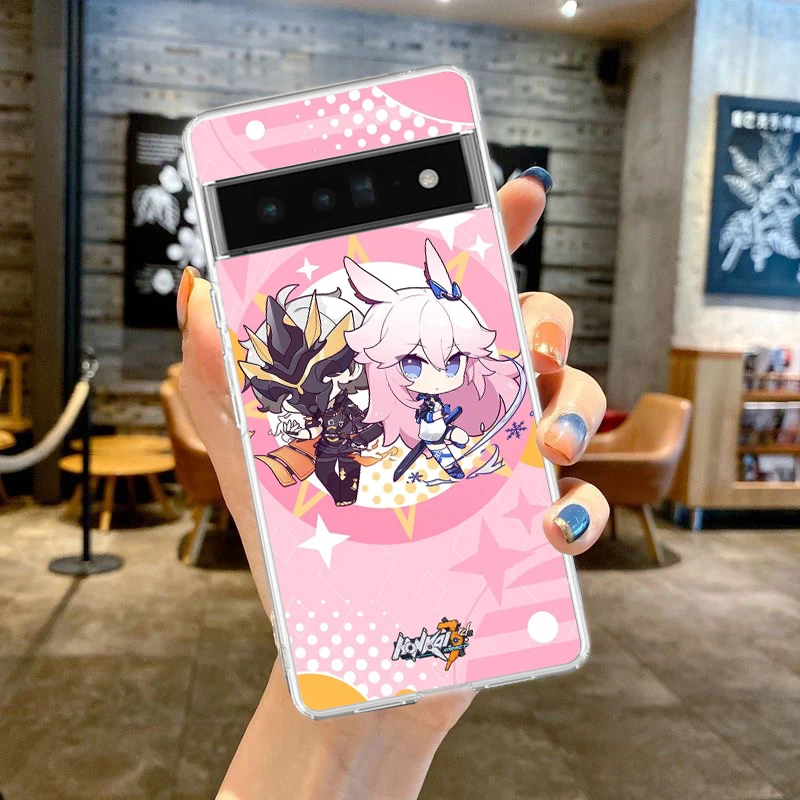 Cute Honkai Impact 3rd Game For Google Pixel 8 7 6 Pro 6A 5 4 5A 4A 3A XL 5G Phone Case Shockproof Soft TPU Transparent Cover