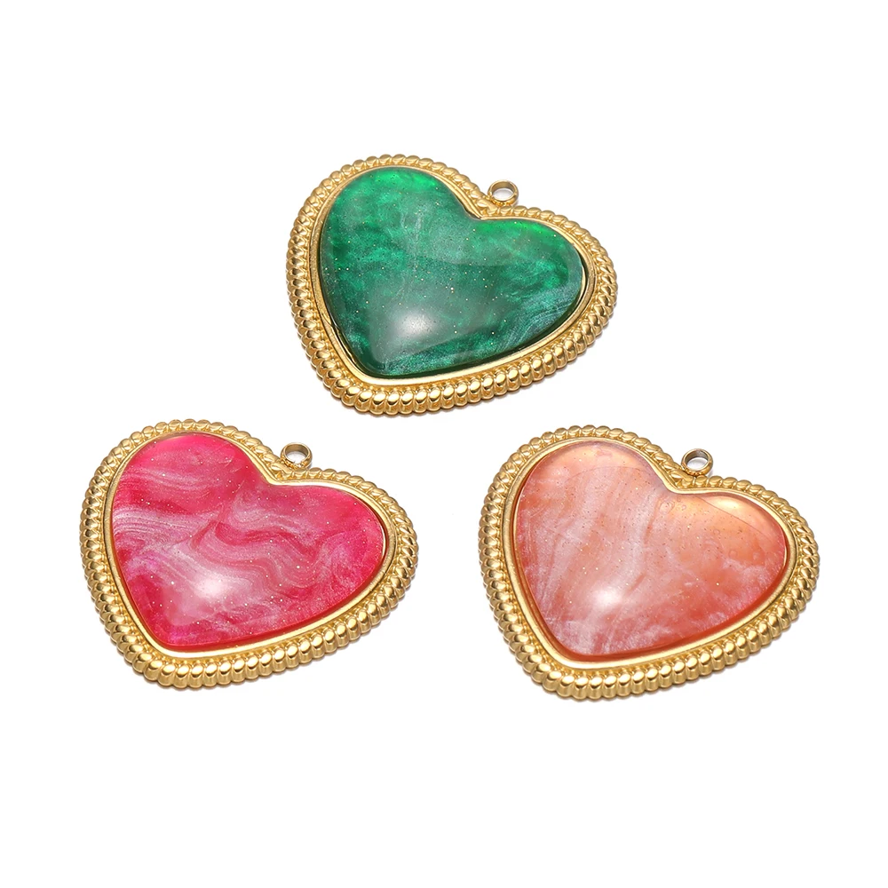 

3 шт., большие подвески в форме сердца из нержавеющей стали, подвески с драгоценными камнями для DIY, женские ювелирные изделия, изготовление одежды, ожерелье, браслеты, аксессуары