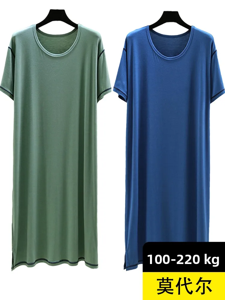 

Modal Men's Robe Summer Thin ort Sve Home Batobe Large Size Casual Long Spwear Pure Color Home Clothes