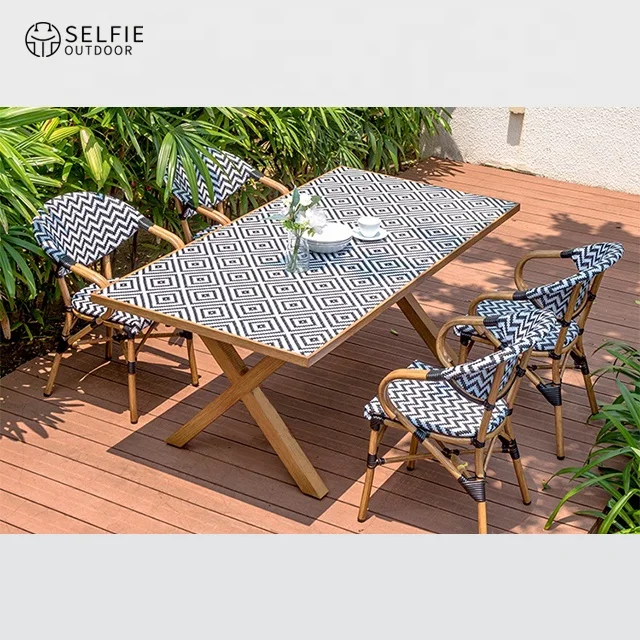 

Restaurant Furniture Patio Modern Patio Aluminum Furniture Set Stackable Chairs Bistro Table