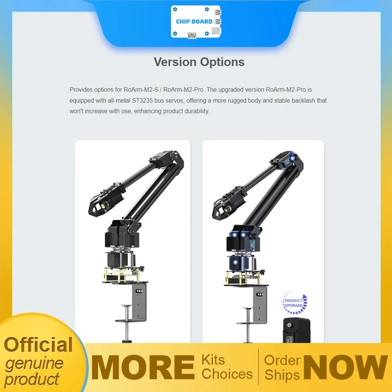 Waveshare RoArm-M2 robotic arm kit using ESP32 and high-torque bus servos with 4-DOF expansion options