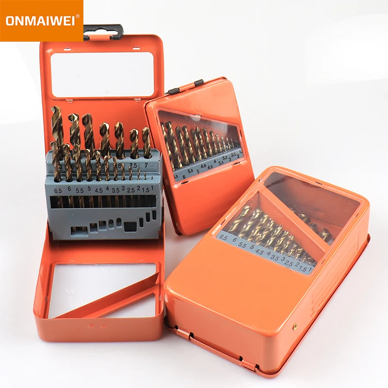 M35 HSS-CO 5% asile alt Twist Drill Bit Set MeaccelerStraight Shank Set avec boîtier en métal pour les propositions en bois et en métal en acier inoxydable