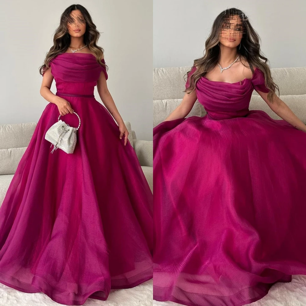 

Saudi Arabia Evening Jersey Ruched Quinceanera A-line Off-the-shoulder Bespoke Occasion Gown Long Dresses