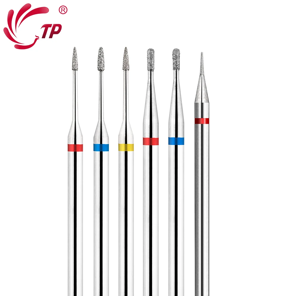 TP 2pcs Inverted Cone Russian Bit Cuticle Burr Diamond Nail Drill Bits Manicure Drills Nails Accessories Tools