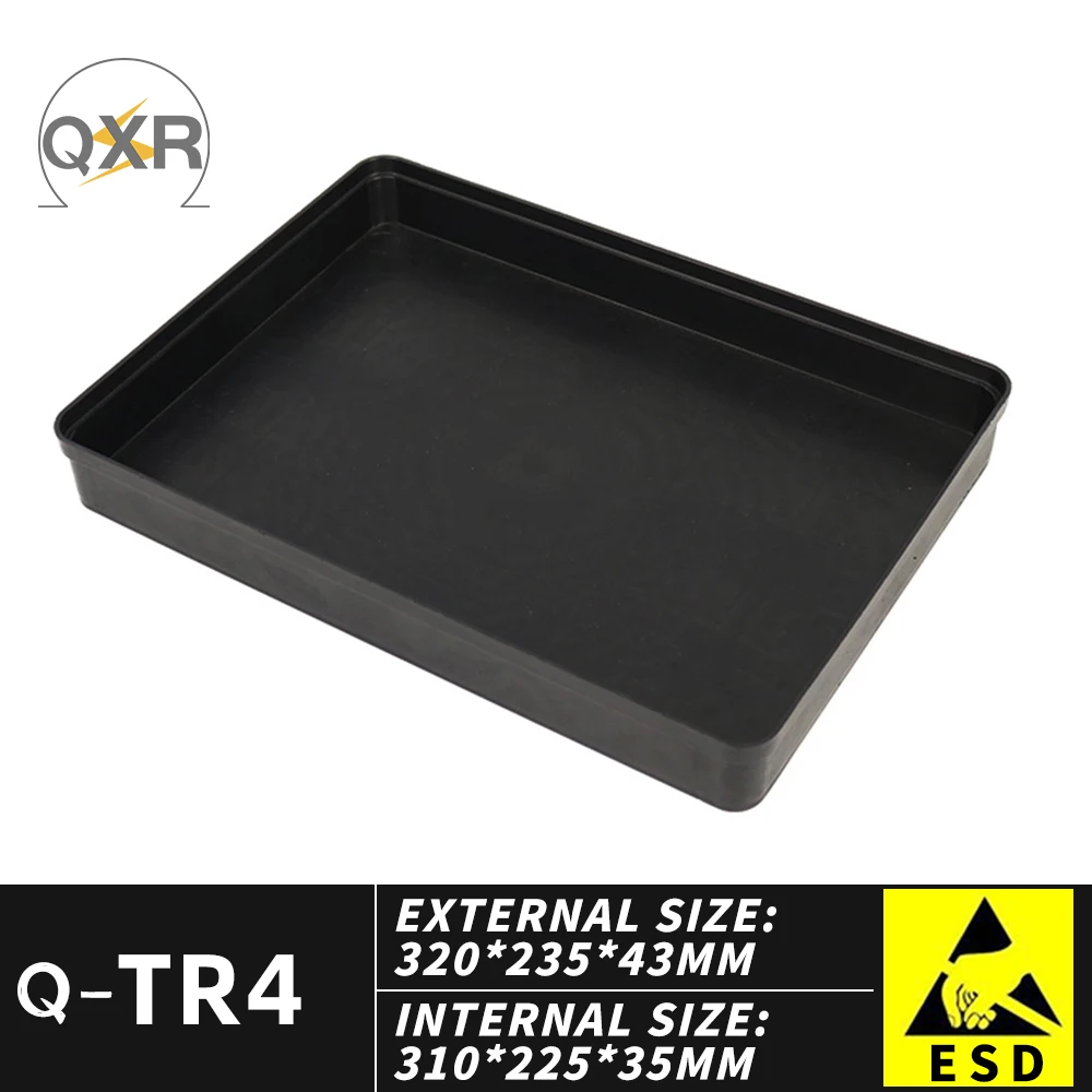 ESD Q-TR4 Conductive Tray anti-static electricity Black Rectangle Antistatic Packing Plate For Electronic Workshop