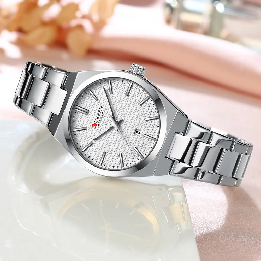 CURREN Brand Fashion Luxury Women Quartz Watch Round Small Dial Stainless Steel Strap Girl  Wristwatch