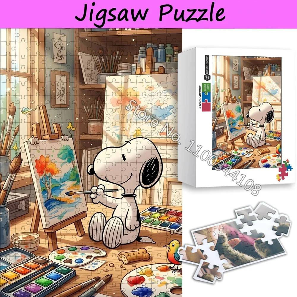 

Пазлы Снупи для детей, развивающие интеллектуальные игрушки ручной работы, 300/500/1000/1500 деталей, пазлы для взрослых, подарки для снятия стресса