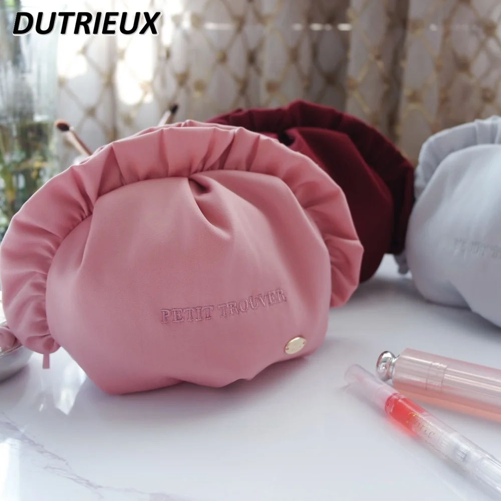 Japanese Style Cute and Sweet Silk Lace Cosmetic Bags for Women Dumpling Portable Makeup Storage Clutch Bag 2025 New Fashion