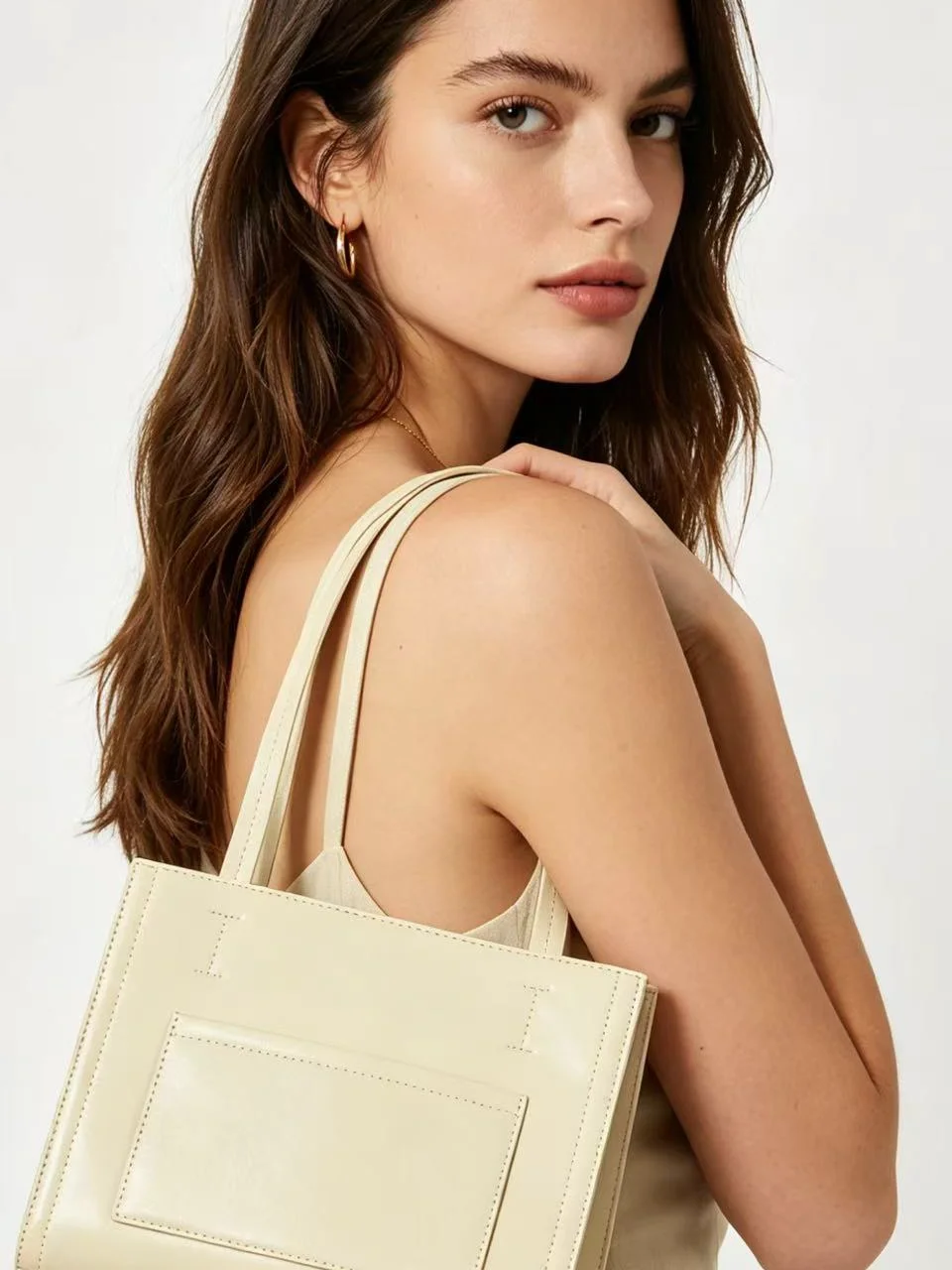 Large Capacity Vertical Tote Bag Oblong Shoulder Bag Handbag Women's Bag Durable Canvas Material Zinc Alloy Magnetic Buckle