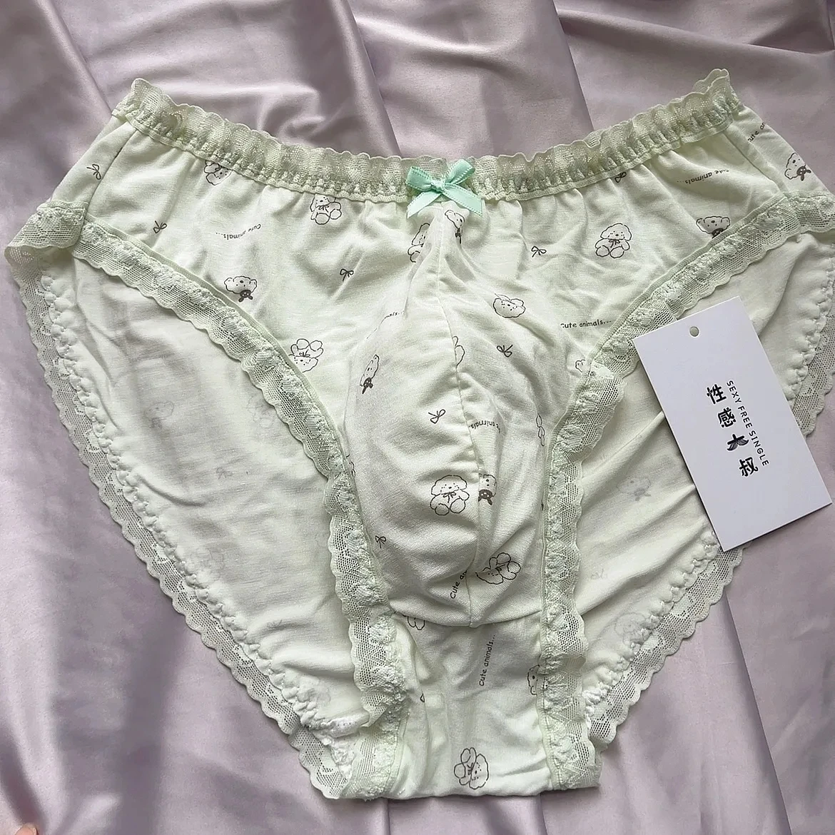 Handmake Man's Lace Hem  Brief Panty Live Show Dance DJ Club Bar Costume Private LGBQT BF