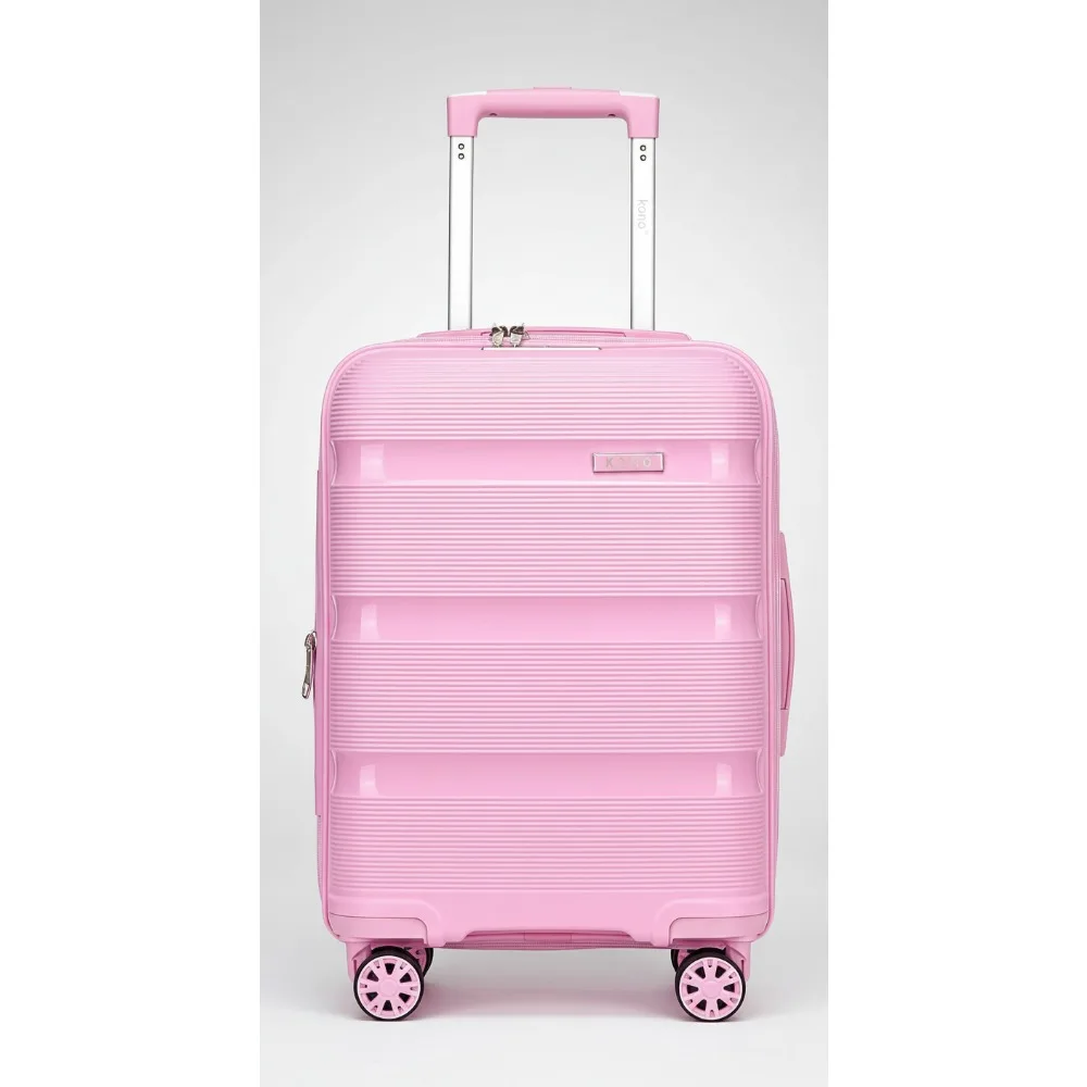 

20 Inch Expandable Carry On Luggage Hard Shell TSA Lock Spinner Wheels Lightweight Airline Approved Pink Travel Suitcase