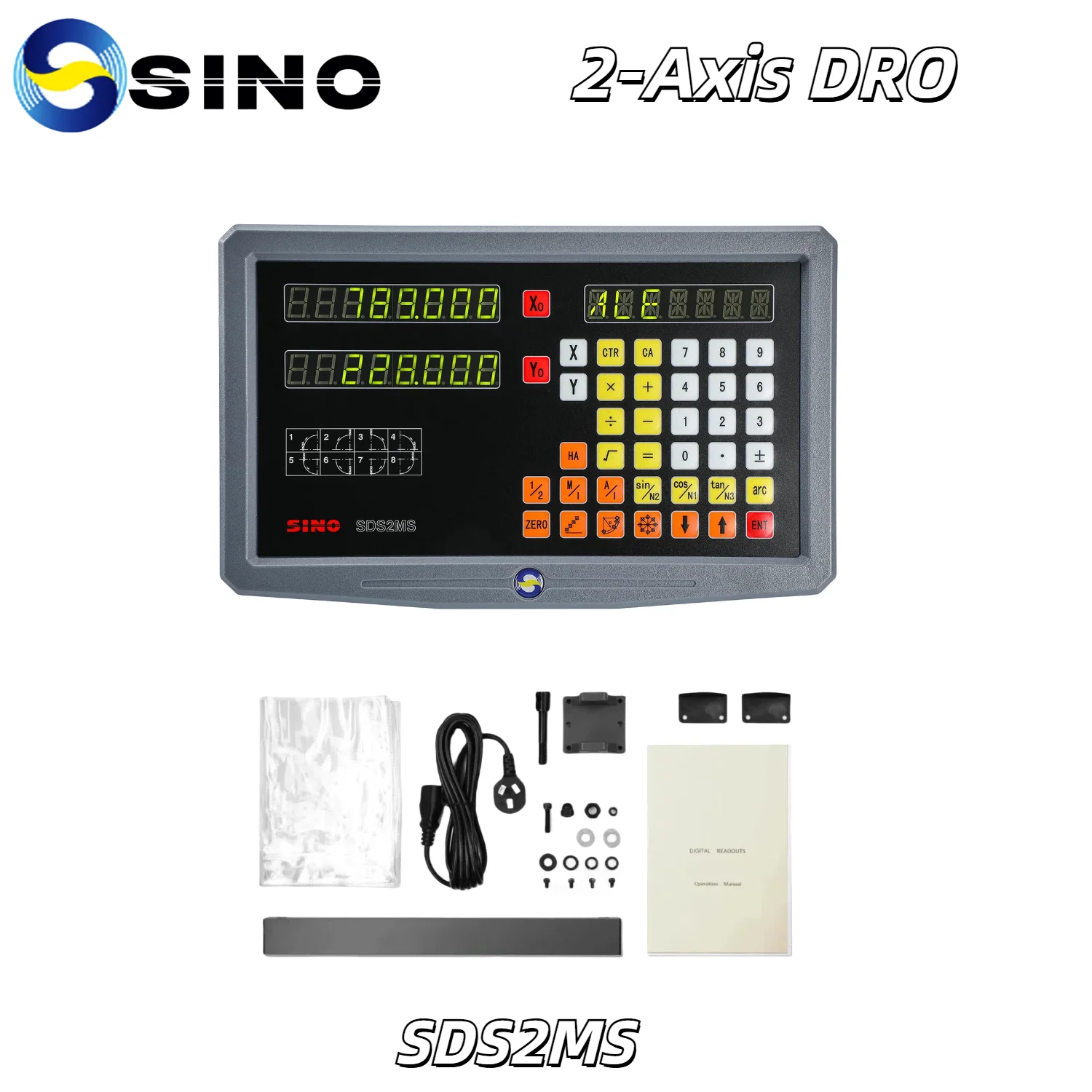 Neues SDS2MS 2-Achsen-DRO-Digitalanzeige AC110V/220V-Display und 2 Stück 100-1000 mm Linearskala-Encoder für Fräsdrehmaschine