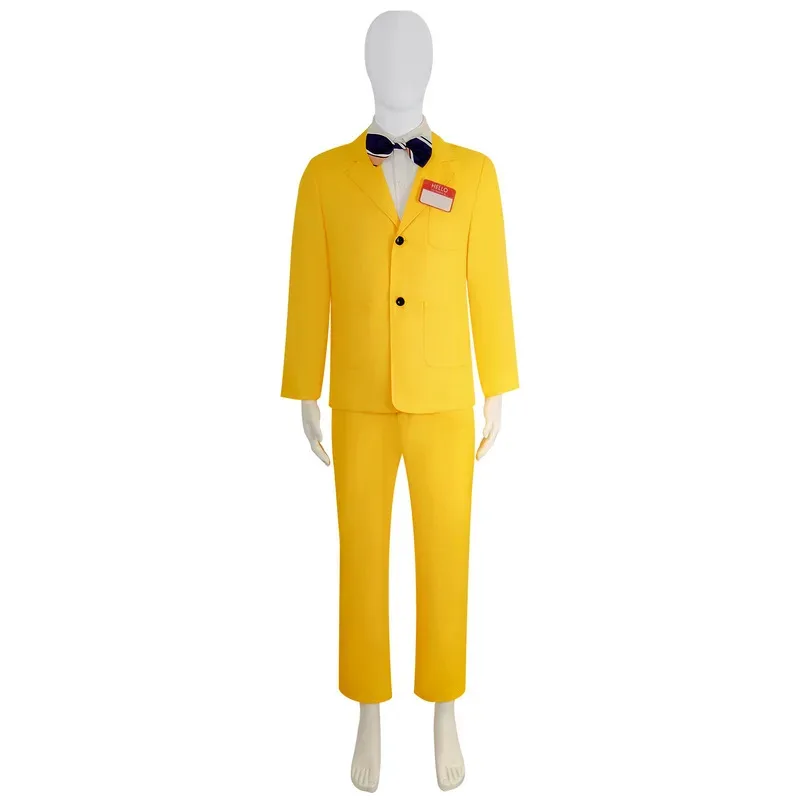 Disfraz de película BOB para hombre y mujer, abrigo con corbata, pantalones superiores, trajes, traje amarillo BOB, uniforme, disfraz de Carnaval y Halloween, ropa de fiesta