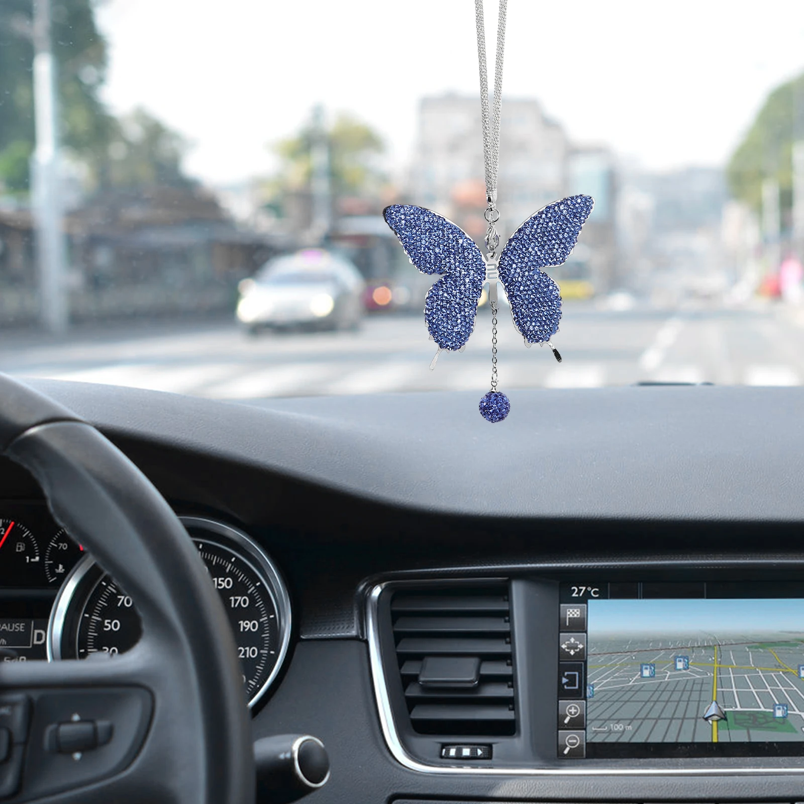 

Car Accessories Butterfly Decoration Mirror Hanging Bling Rear View Cute Novelty Ornament Screen for Women