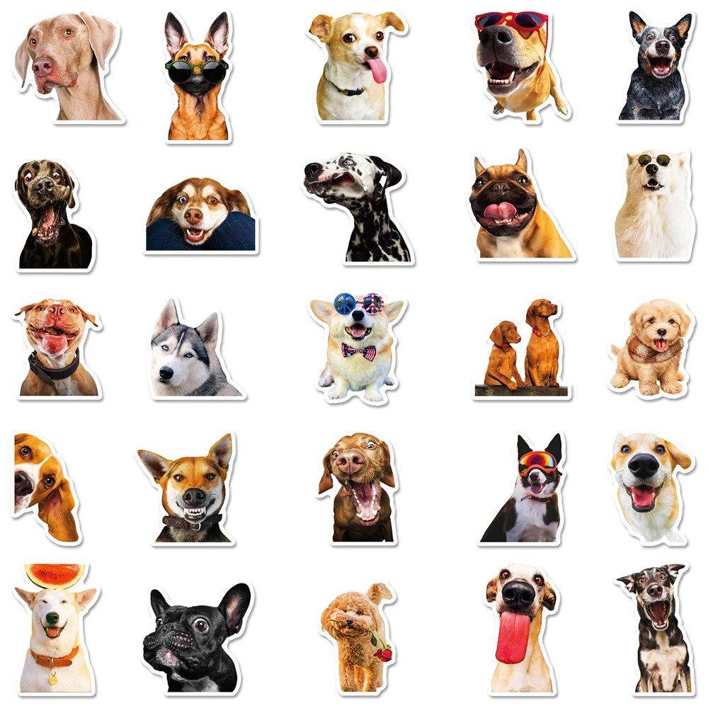 50PCS Cartoon Cute Pet Dog Animal Creative Graffiti Waterproof Sticker Bicycle Skateboard Guitar Helmet Laptop Decorative Decals