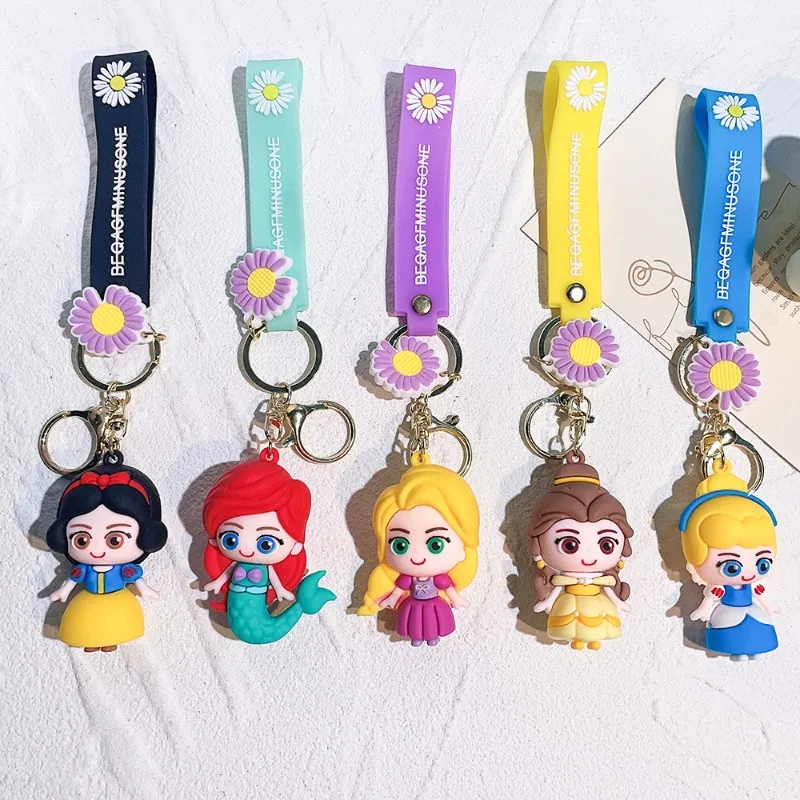 

11cm/4.33in Disney Snow White Rapunzel Princess Belle Cartoon Accessories Anime Peripherals Kawaii Collectible Backpack Display