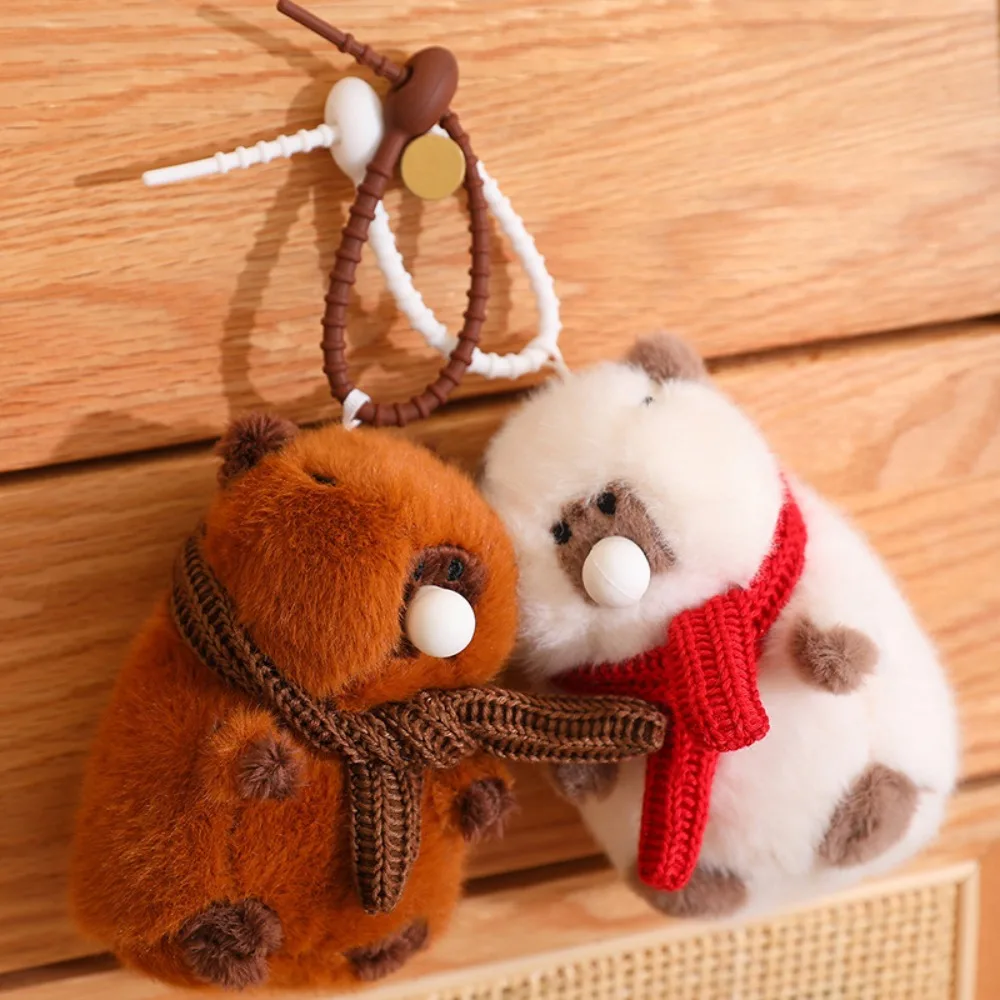 Kawaii Cotton Spit Bubble Capybara Keychain Rubber Press Squeeze Doll Pendant Relax Soft Plush Toy Key Ring Girls