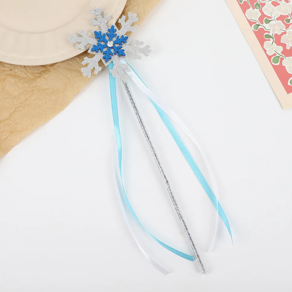 2Pcs Children Snowflake Fairy Wand Cartoon Princess Magic Wand Girls Birthday Party Role Play Decoration Accessories