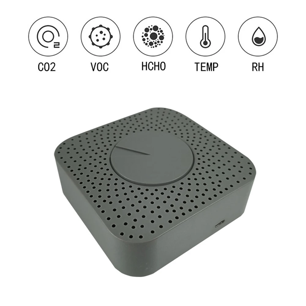 Tuya WiFi Intelligent Air Quality Monitor 5-in-1 Air Housekeeper HCHO/CO2/VOC/Temperature/Humidity Detector Support Remote APP