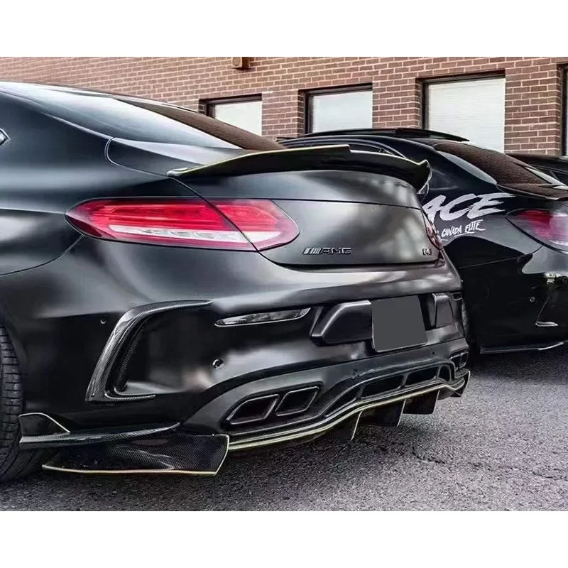 Carbon Fiber PSM Model Rear Lip Modification Spoiler For Mercedes Benz C-Class W205 C63S Dual Door Surround Modification