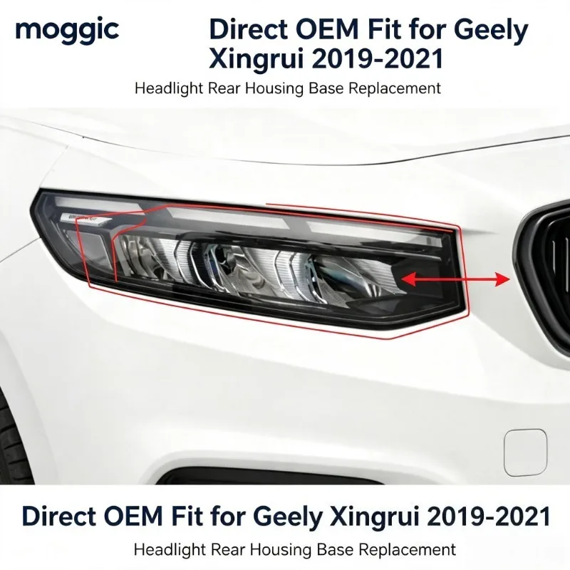 Moggic Headlight Rear Housing Black Lamp Base Shell For Geely Xingrui 2019-2021 Low High Version Headlamp Back Case