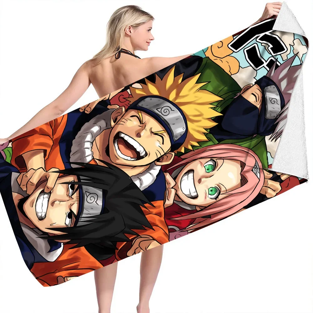 2024 New Naruto Series Beach Towel Microfiber Double-sided Velvet Beach Towel Swimming Bath Towel Versatile Square Beach