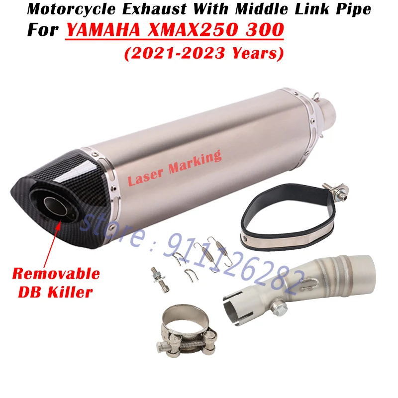 For YAMAHA XMAX250 XMAX300 XMAX 250 300 2017 - 2023 Motorcycle Exhaust Moto Escape System Modify Muffler With Middle Link Pipe