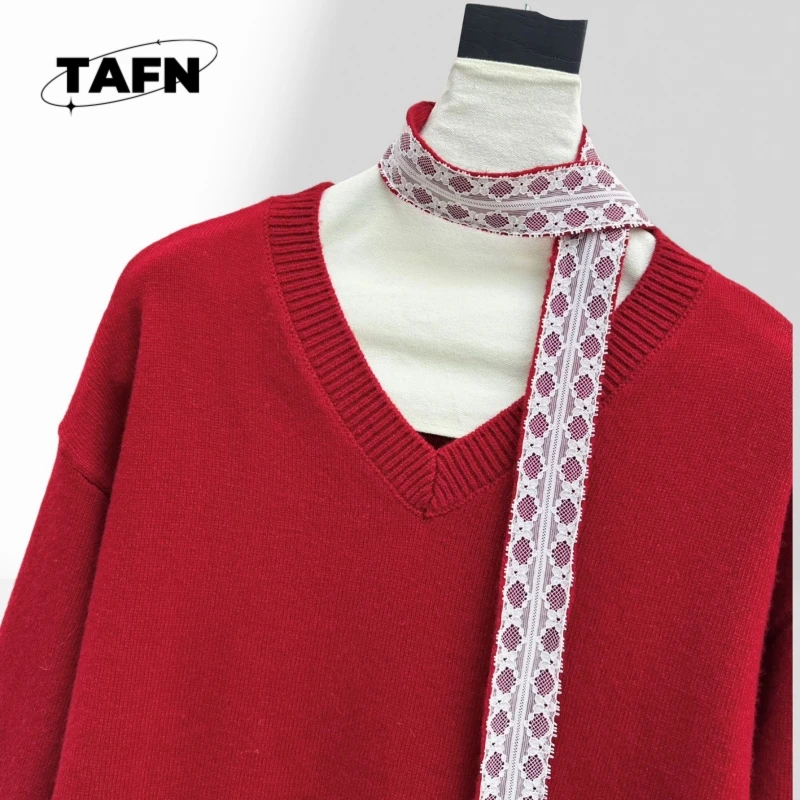 25 Sweater Wanita Perjamuan Hangat Kasmir Kualitas Tinggi Gaya Populer Mode Kerah V 100% Wol Asli A25226