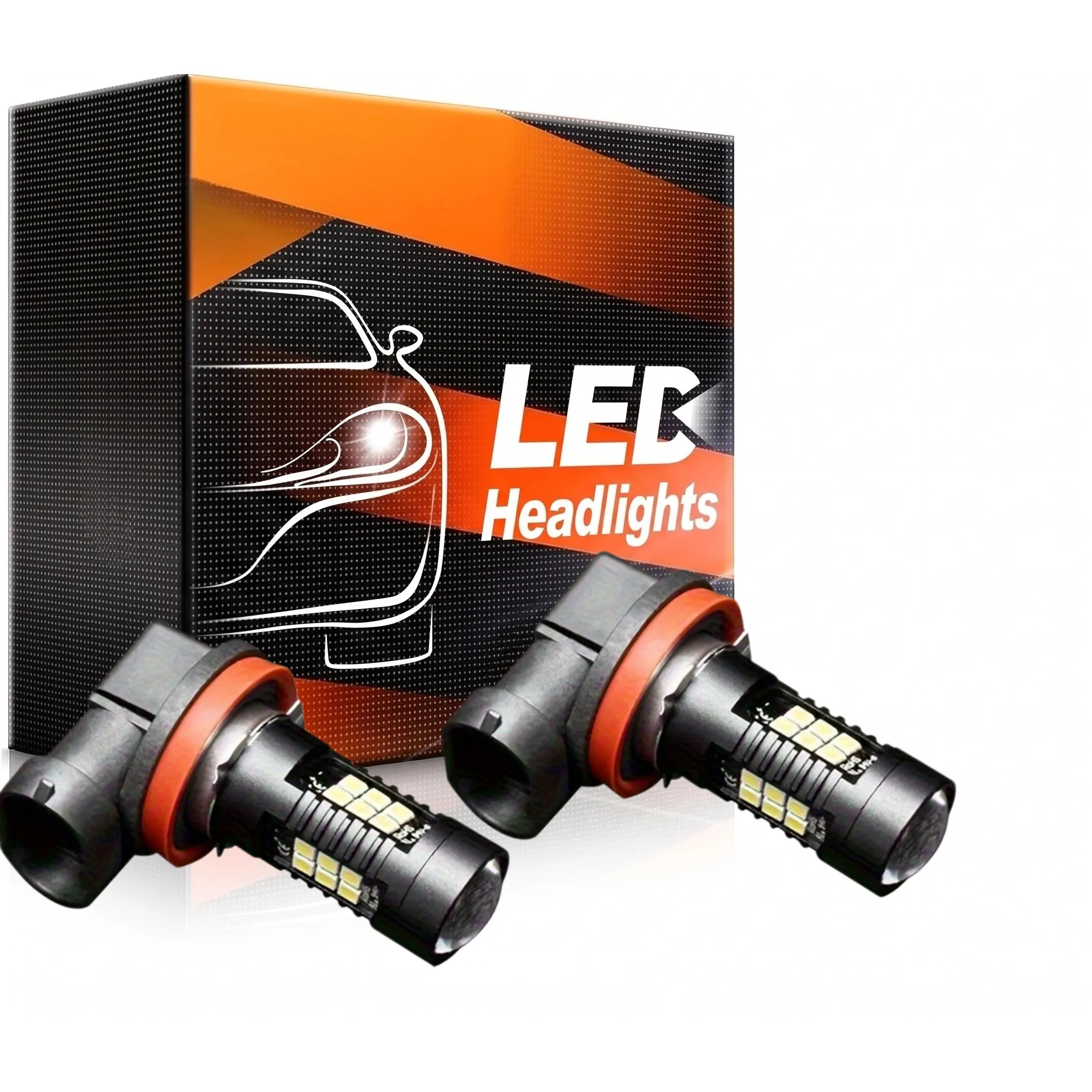 2pcs H11/H8 Black Aluminum Second Generation 21SMD LED Turn Signal Bulbs- High-Intensity, Pre-Wired, 12V/24V Compatible,