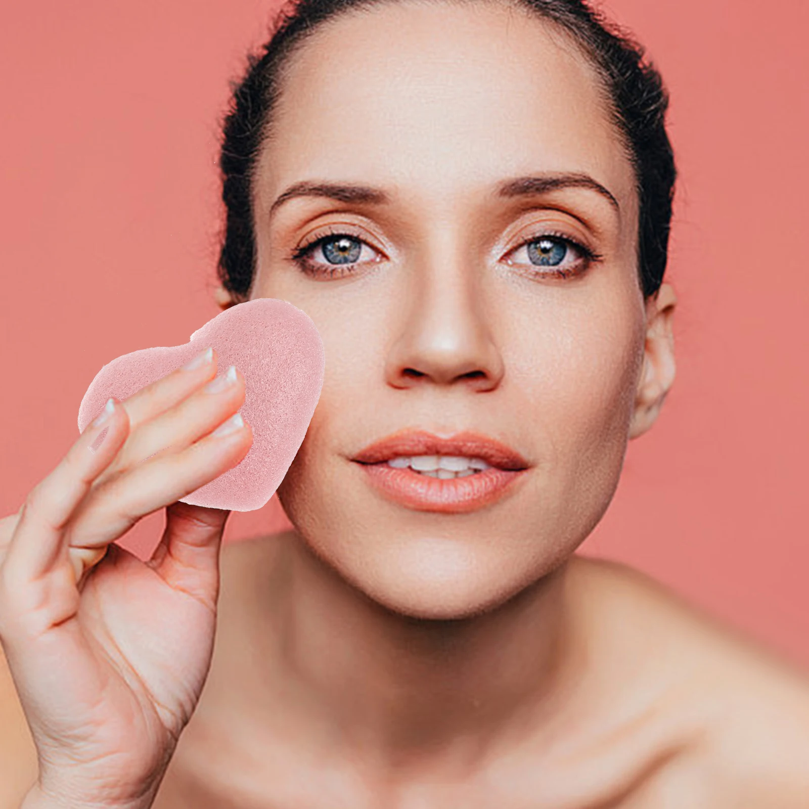 

3pcs Heart Shaped Facial Cleansing Sponges Deep Cleaning Face Sponge Exfoliating Pad Sensitive Skin Travel Use Face Cleaning