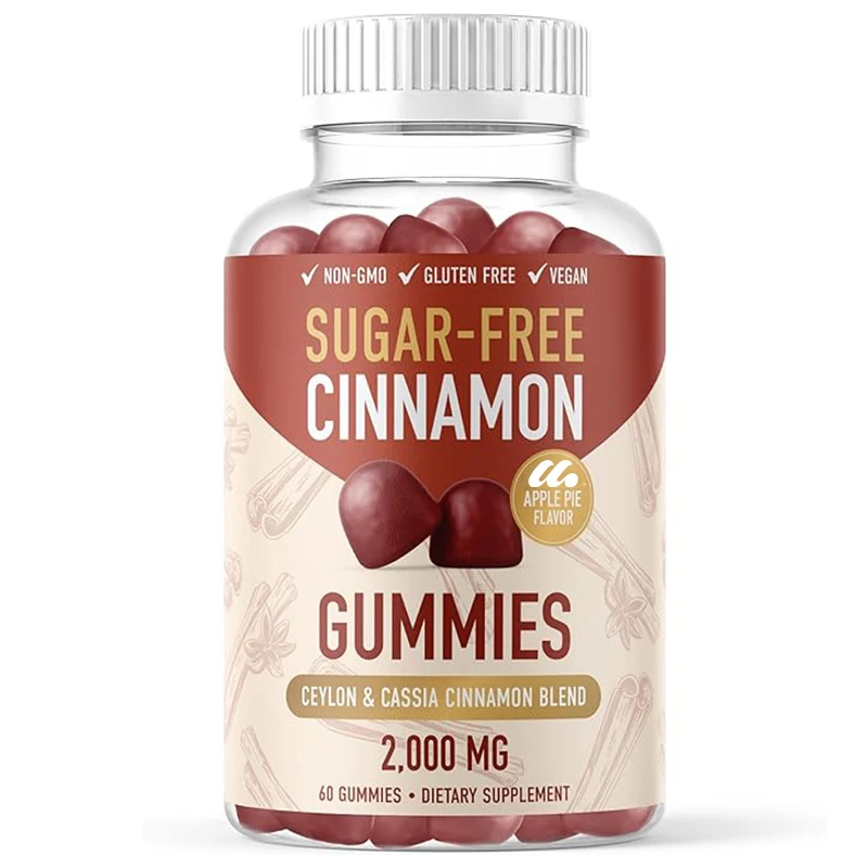 Sugar free cinnamon gummies containing Ceylon cinnamon and cassia seed complex | Pure, non GMO, gluten free | 60 gummies