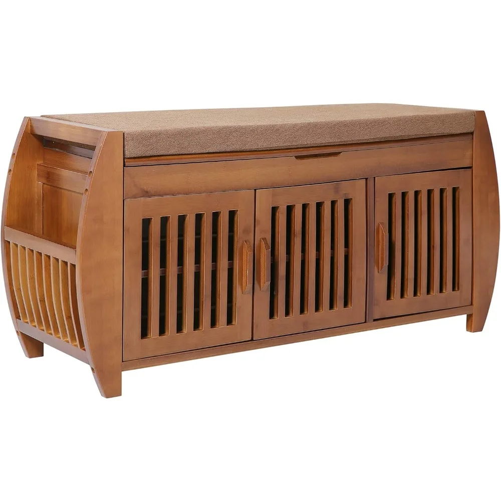 

Shoe Storage Bench&Bamboo Shoe Bench&Shoe Rack Cabinet Storage Benches,Entryway Storage Organizer for Style&Comfort