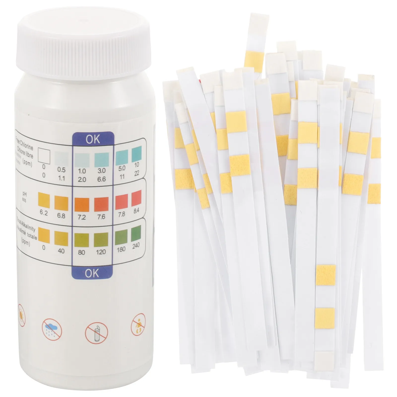 50Pcs Water Test Strips Multifunctional 3-in-1 PH Alkalinity Testing Paper for Pool Spa Water PH Test Paper Reagent Strip