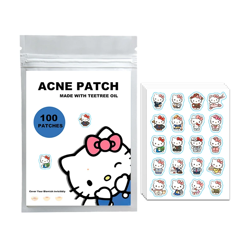 100PCS Sanrio Hello Kitty Cat Repair Acne Patch Facial Skin Care Fade Blemishes Pimple Marks Closed Acne