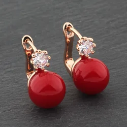 Luxury Quality Jewelry Natural Zircon Drop Earrings For Women  585 Rose Gold Color Pearl Earrings Fashion Jewelry 2022