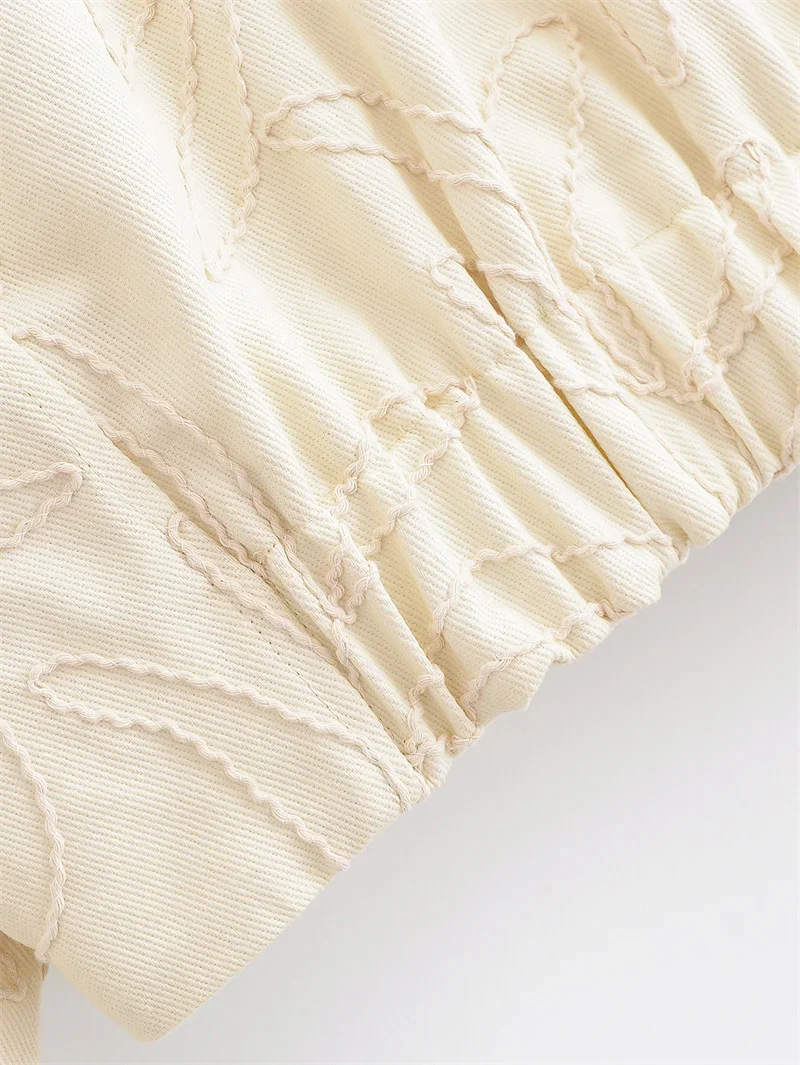 เสื้อแจ็คเก็ตสตรีฤดูร้อนใหม่เสื้อแขนยาวสีขาวเชือกหนาเย็บปักถักร้อย Casual แฟชั่นบุคลิกภาพอเนกประสงค์