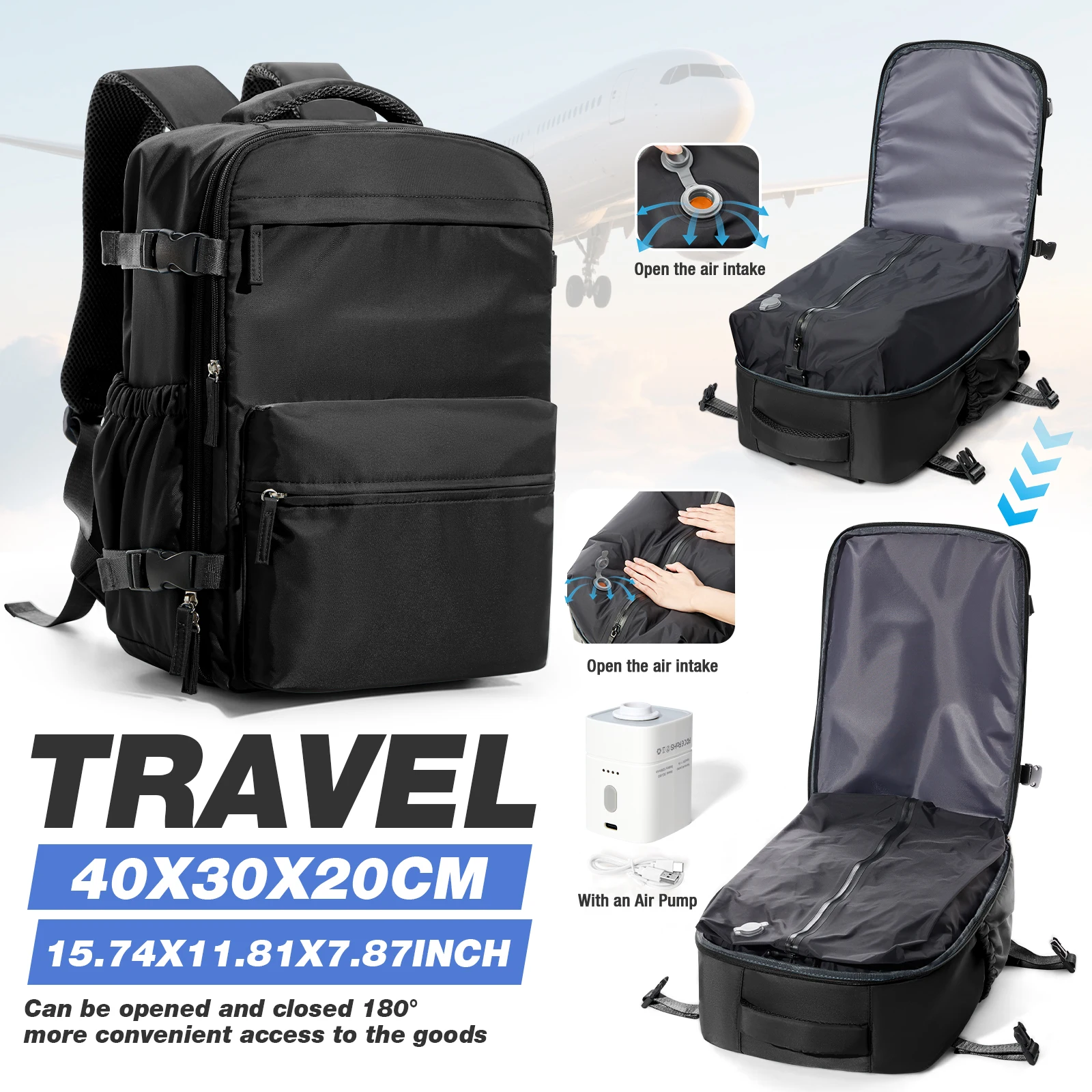 Ryanair 40x30x20 Cabin Backpack, Wizzair Easyjet Backpack Vacuum Backpack Hand Luggage Men Laptop Backpack,Vacuum Storage Bag