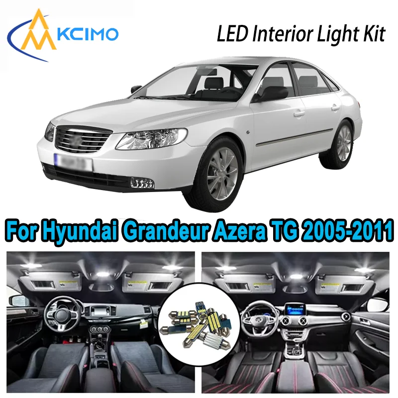 

For Hyundai Grandeur Azera TG 2005-2011 2006 2007 2008 2009 LED Interior Dome Map Trunk Light Kit Car Led Lamps Canbus No Error