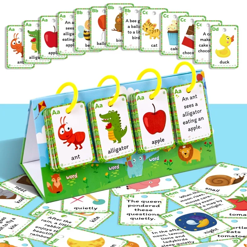 104 Pcs Illustrated Phonics Words Sentence Construction Desk Cards Kids Early Learning English Educational Parent Child