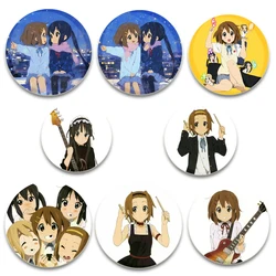 Anime K-ON！Cartoon Style Badge Funny Brooches on Backpack Clothes Handmade Round Enamel Pins for Jewelry Gift Accessory