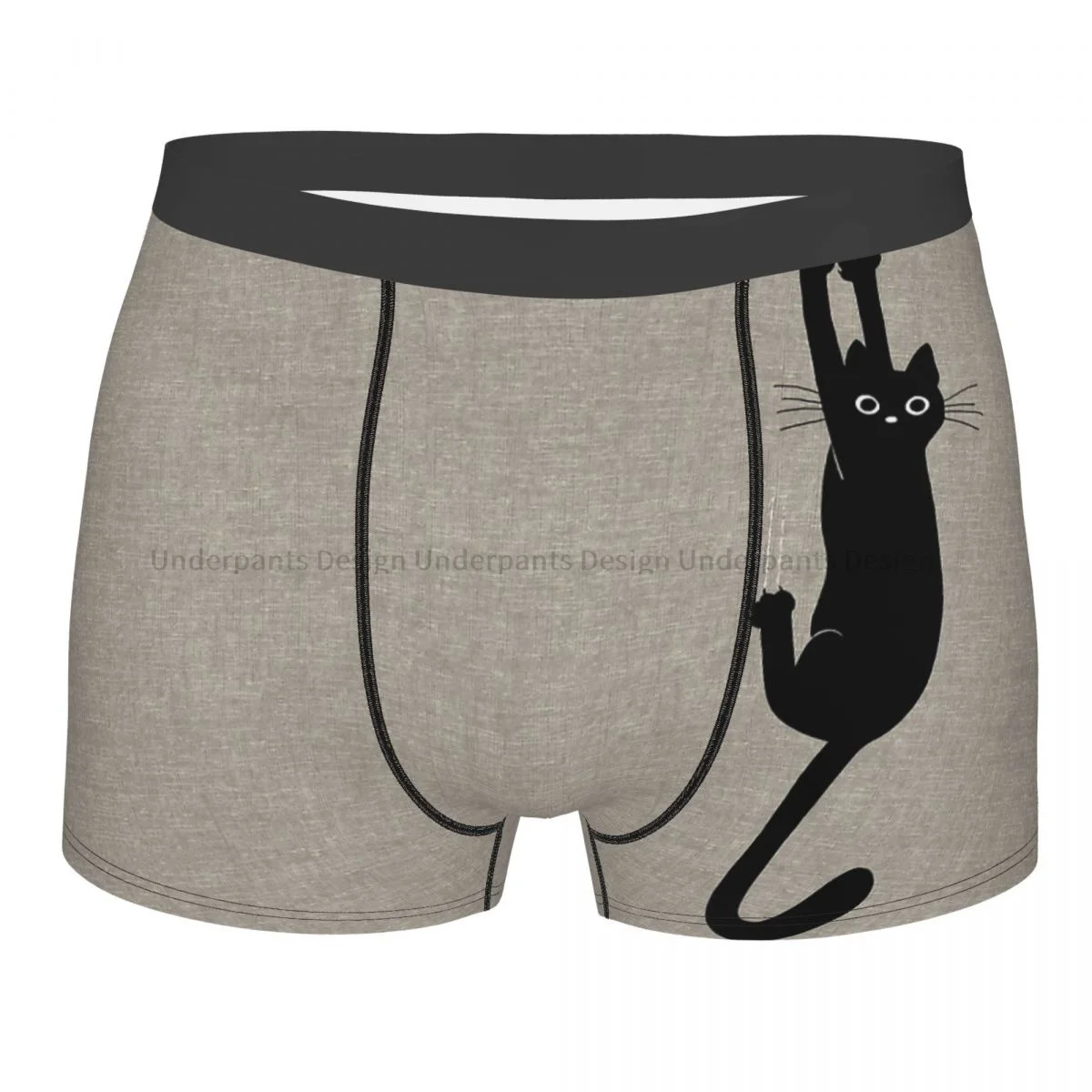 Black Cat Holding On Underpants Homme Panties Men\'s Underwear Sexy Shorts Boxer Briefs