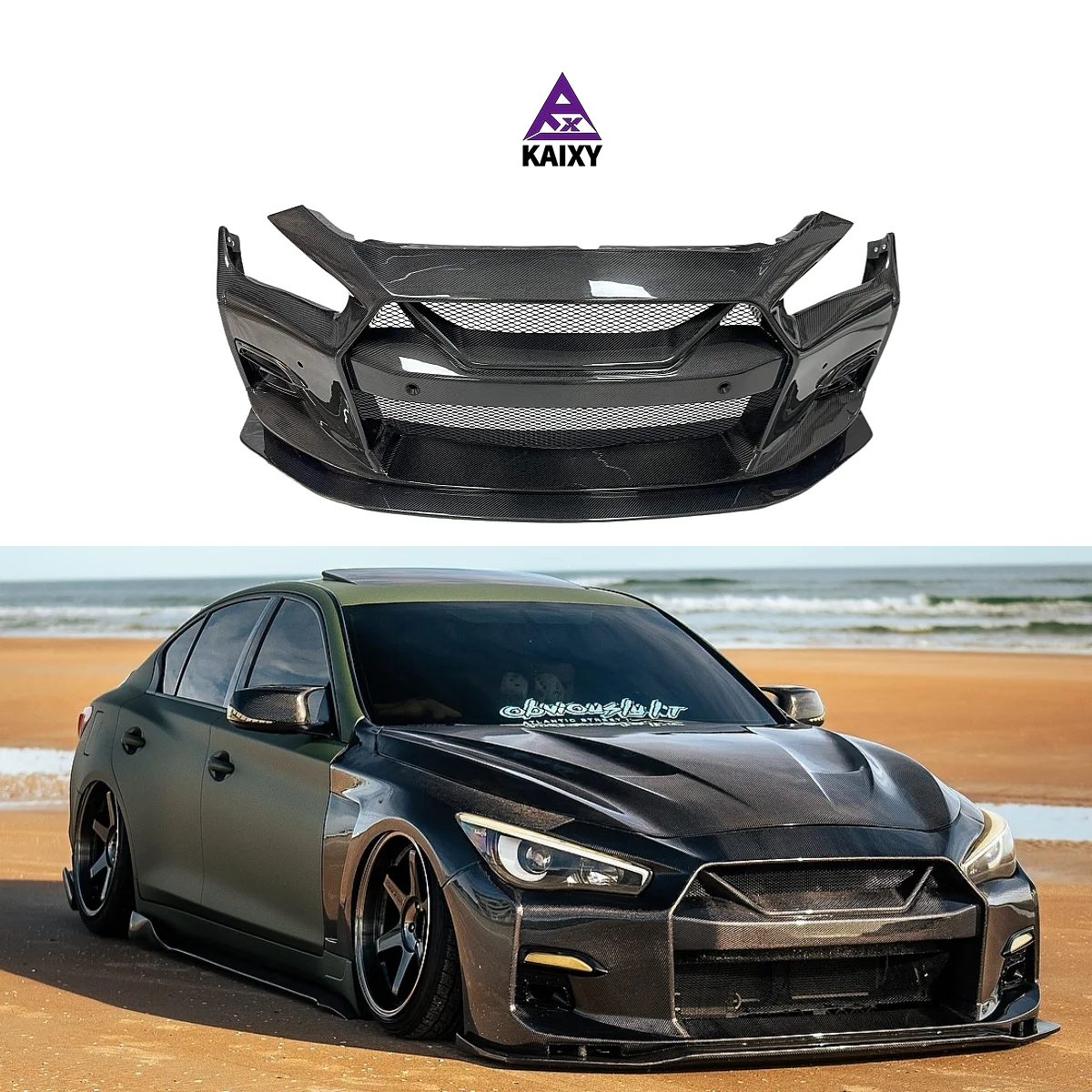

Carbon Fiber GTR Style Front Bumper for Infiniti Q50 LB Style Carbon Fiber Car Bumper Kit