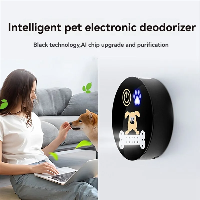AB66-No Consumibles Desodorante electrónico pequeño para mascotas Chip desodorizante incorporado, modo de fuente de alimentación dual con batería USB/seca