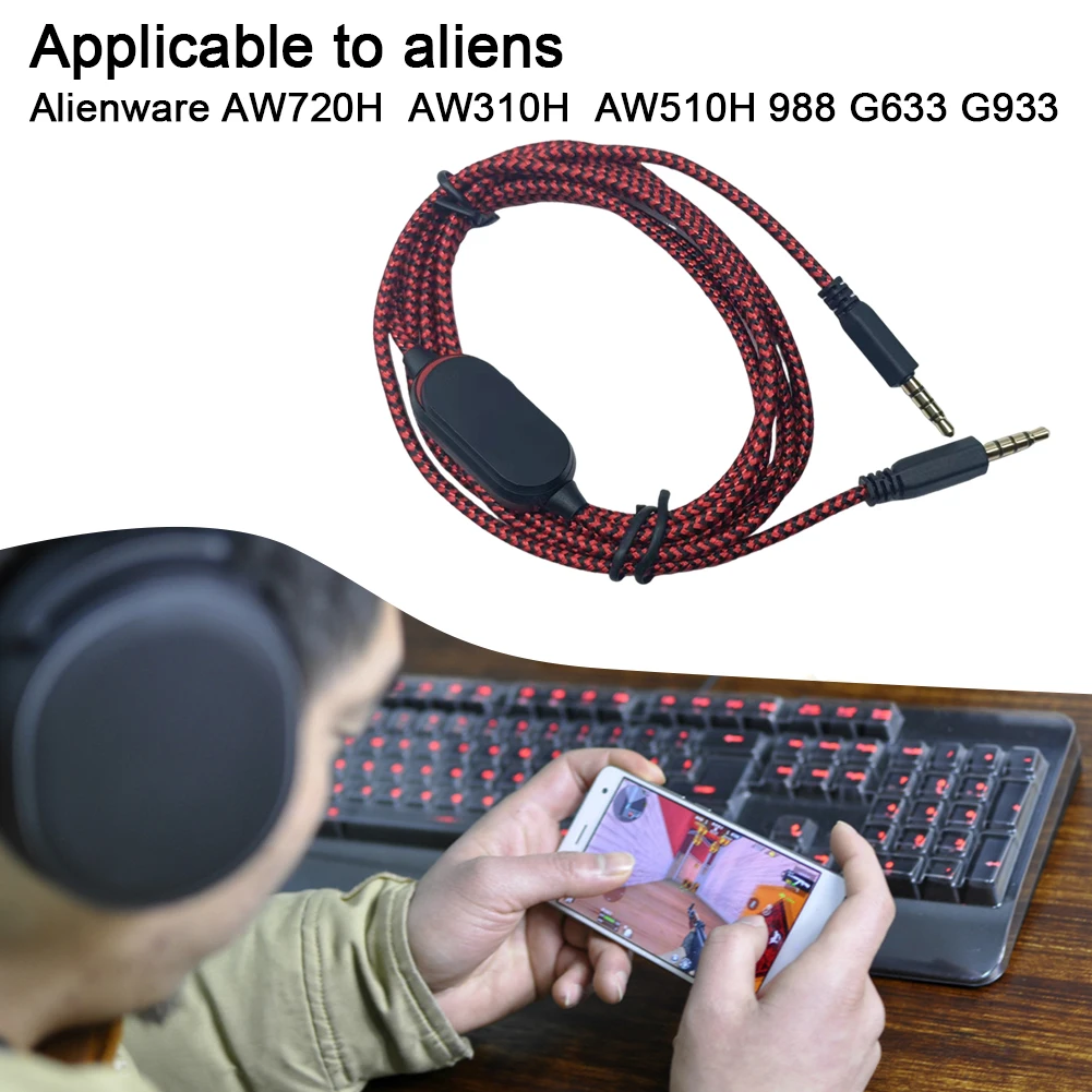 3.5Mm Audio Aux Kabel Met Inline Mute Schakelaar En Volume Controller Hoofdtelefoon Kabel Voor Dell Alienware Aw720h Aw310h Aw510 H
