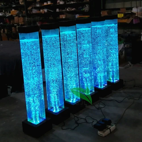 LED 아크릴 워터 버블 스퀘어 컬럼 램프, 실내 장식 플로어 스탠딩 컬러 변경 