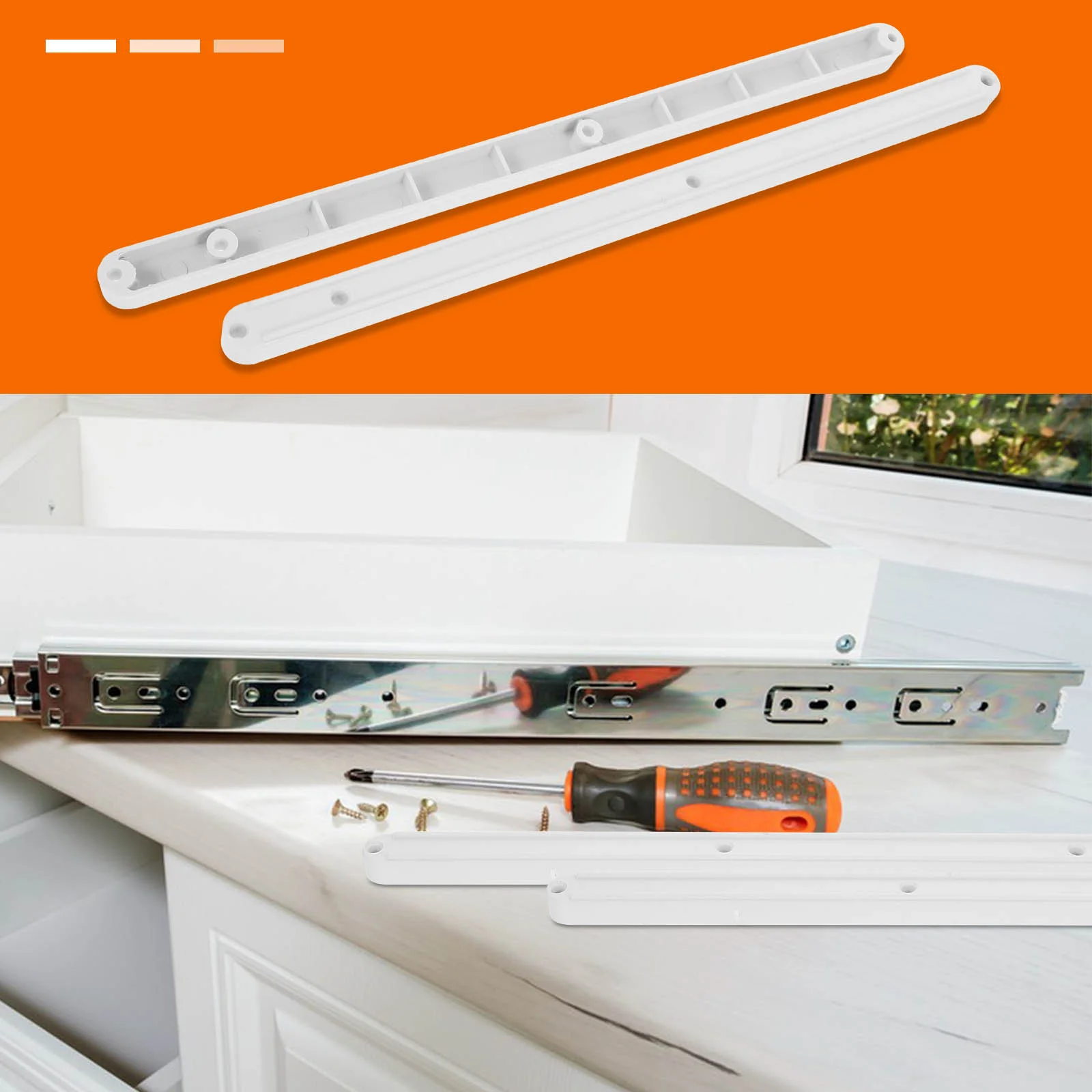 Kit Plastic Drawer Rails Drawers for Cabinets Replacement Parts Soft Glides and Slides White