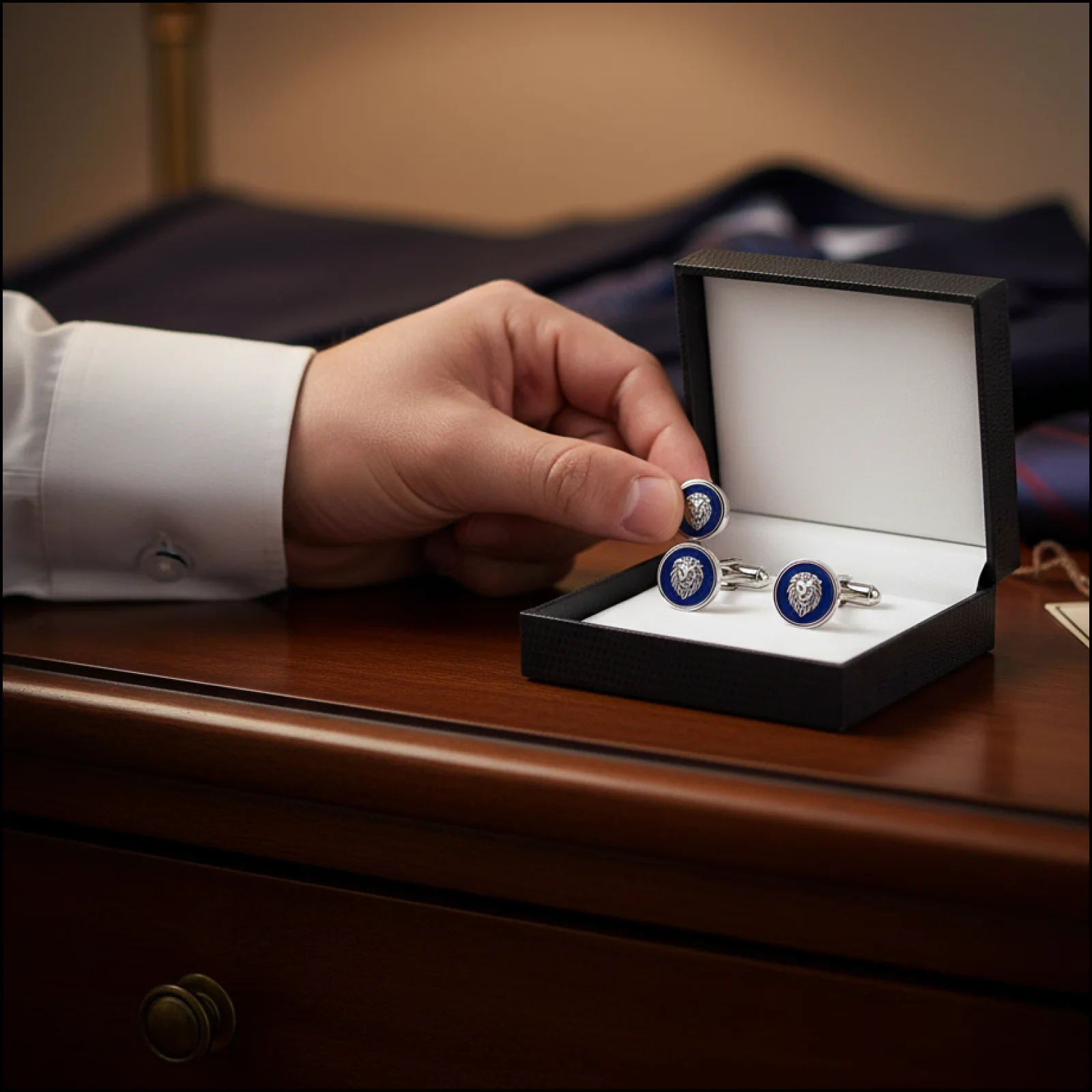 Luxury Cufflink Cuff Link Neck Tie Storage Box Mens Wedding 7x8x3cm Mini Travel Mens Jewelry Display